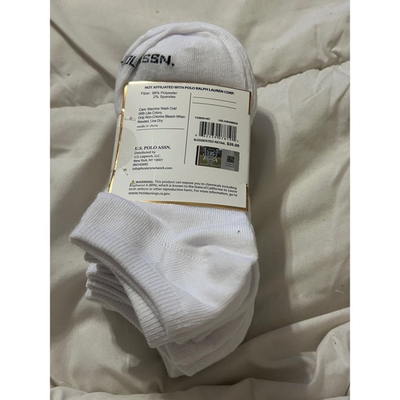 US Polo Assn 10 Pairs White Low Cut Moisture Control Socks Shoe Size 4-10 - Picture 2 of 4